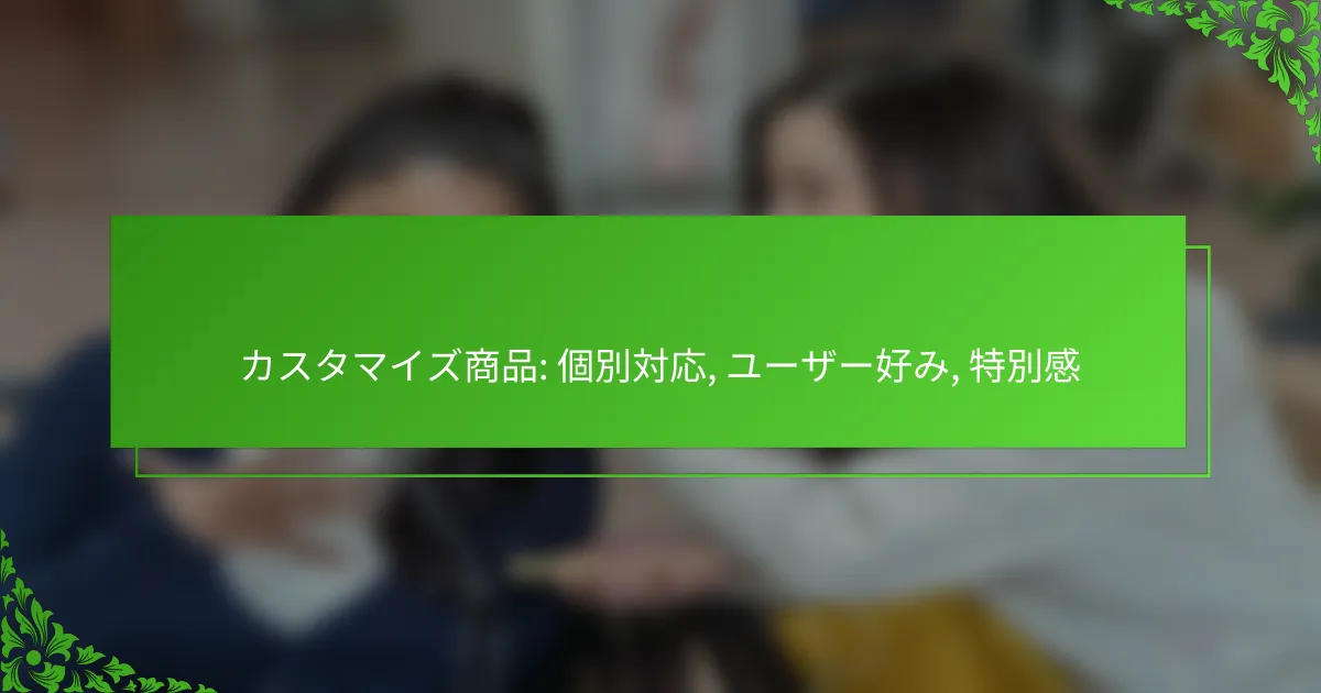 カスタマイズ商品: 個別対応, ユーザー好み, 特別感