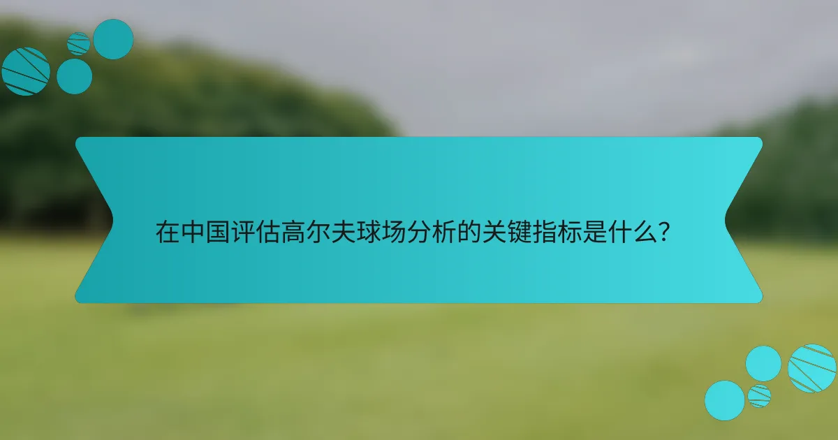 在中国评估高尔夫球场分析的关键指标是什么?